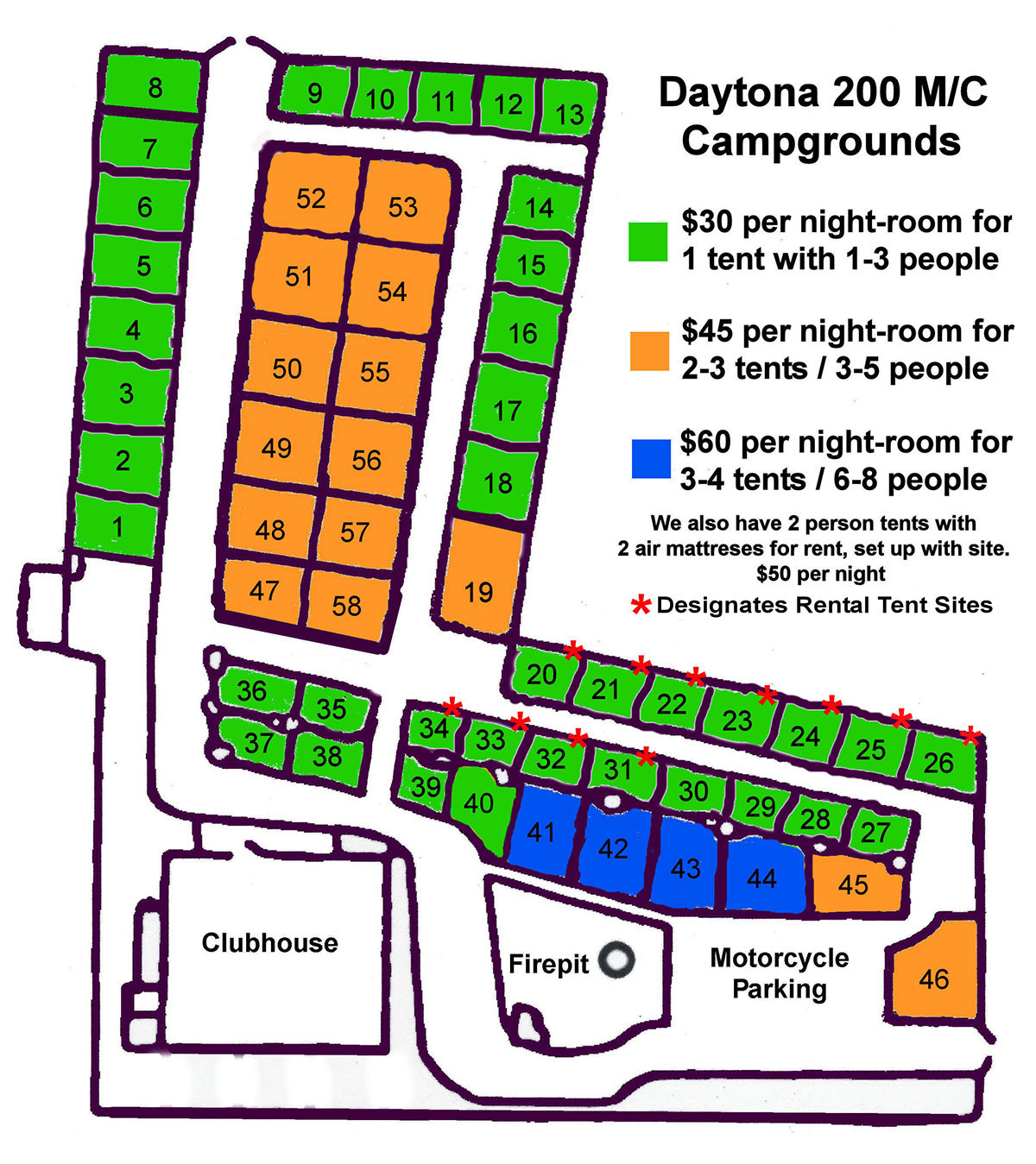 Daytona Beach Campground Layout Bike Week Biketoberfest